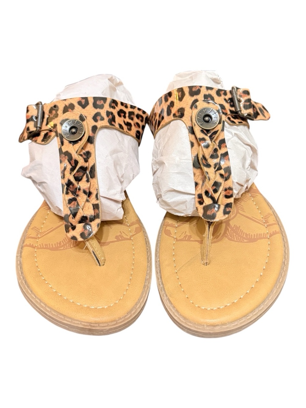 Blowfish Malibu Leopard T-Strap Thong Sandals Women’s Size 9.5